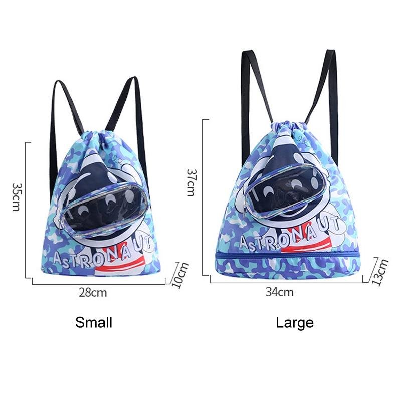 Kids' Swim Bag Cute Cartoon Beach Backpack Waterproof Dry / Wet Large 2 Layer - Green - Large 2 Layer