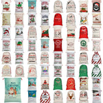 50x70cm Canvas Hessian Christmas Santa Sack Xmas Stocking Reindeer Kids Gift Bag, Cream - Car Gift Express