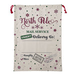 50x70cm Canvas Hessian Christmas Santa Sack Xmas Stocking Reindeer Kids Gift Bag, Cream - Snowflakes Delivery
