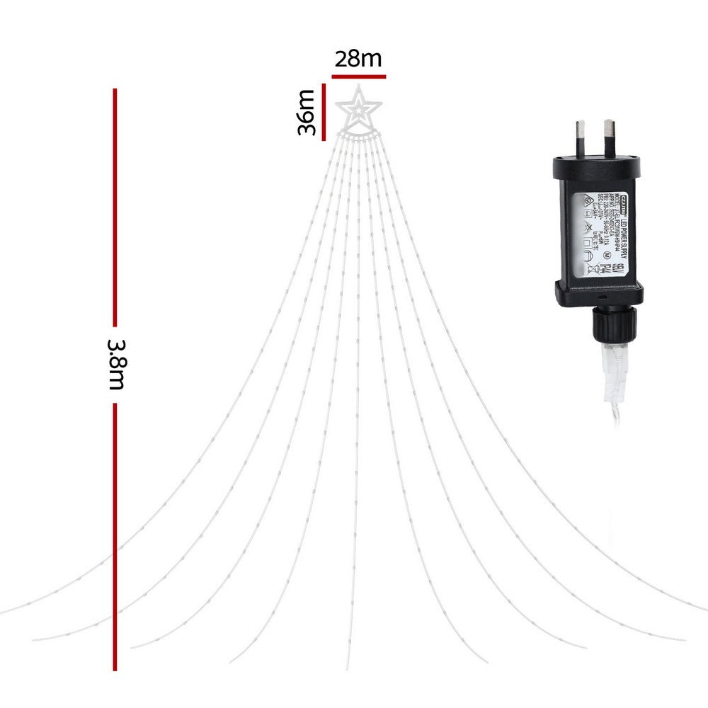 Jingle Jollys 3.8M Christmas Lights Waterfall String Light 340 LED