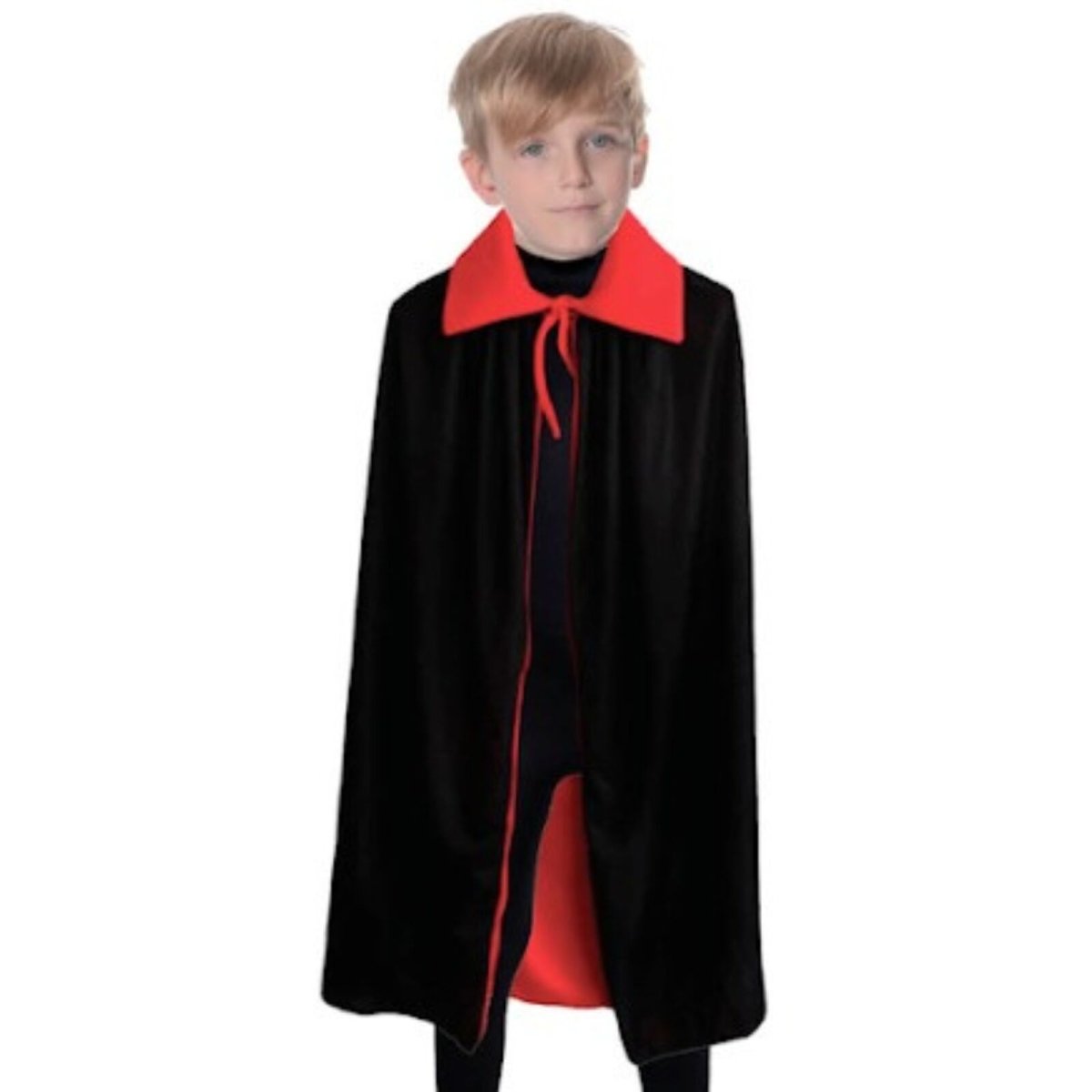Halloween Kids Fancy Cape Red Black Long Cloak Coat Witch Ghost Vampire Costume - 10 - 14 Years Old