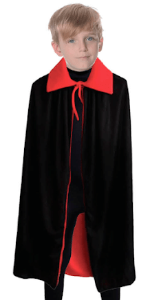 Halloween Kids Fancy Cape Red Black Long Cloak Coat Witch Ghost Vampire Costume - 6 - 9 Years Old
