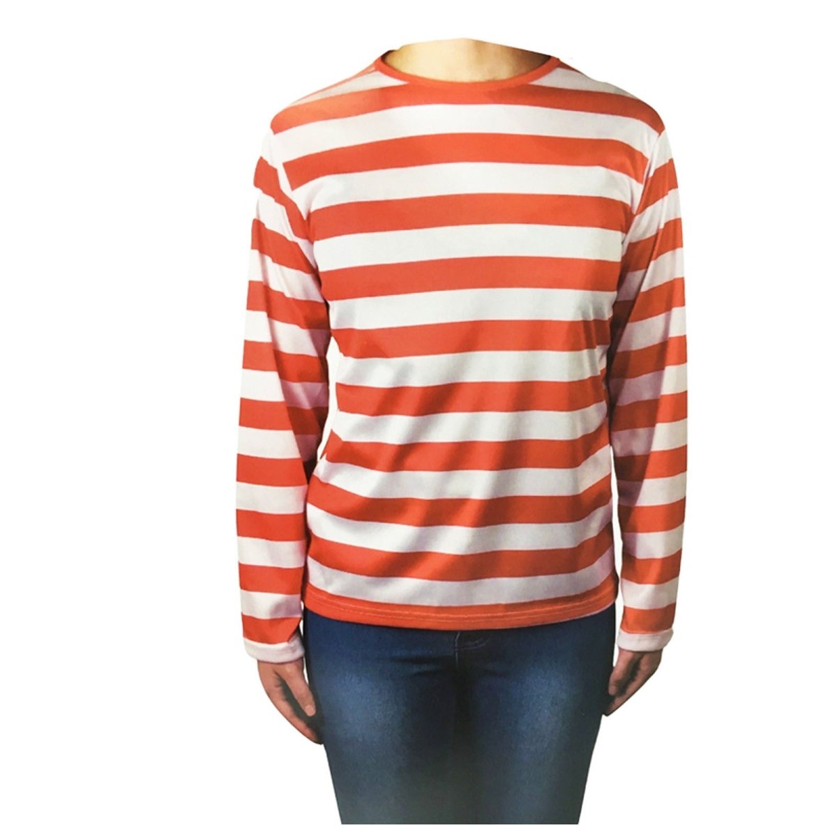 KIDS Red and White Striped Top Wenda Waldo Shirt Costume Party Book Week - Large (10 - 12 Years Old)