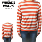 KIDS Red and White Striped Top Wenda Waldo Shirt Costume Party Book Week - Medium (7 - 9 Years Old)