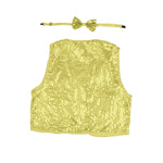 Kids Sequin Vest Bow Tie Set Costume 80s Party Dress Up Waistcoat - Gold/Yellow