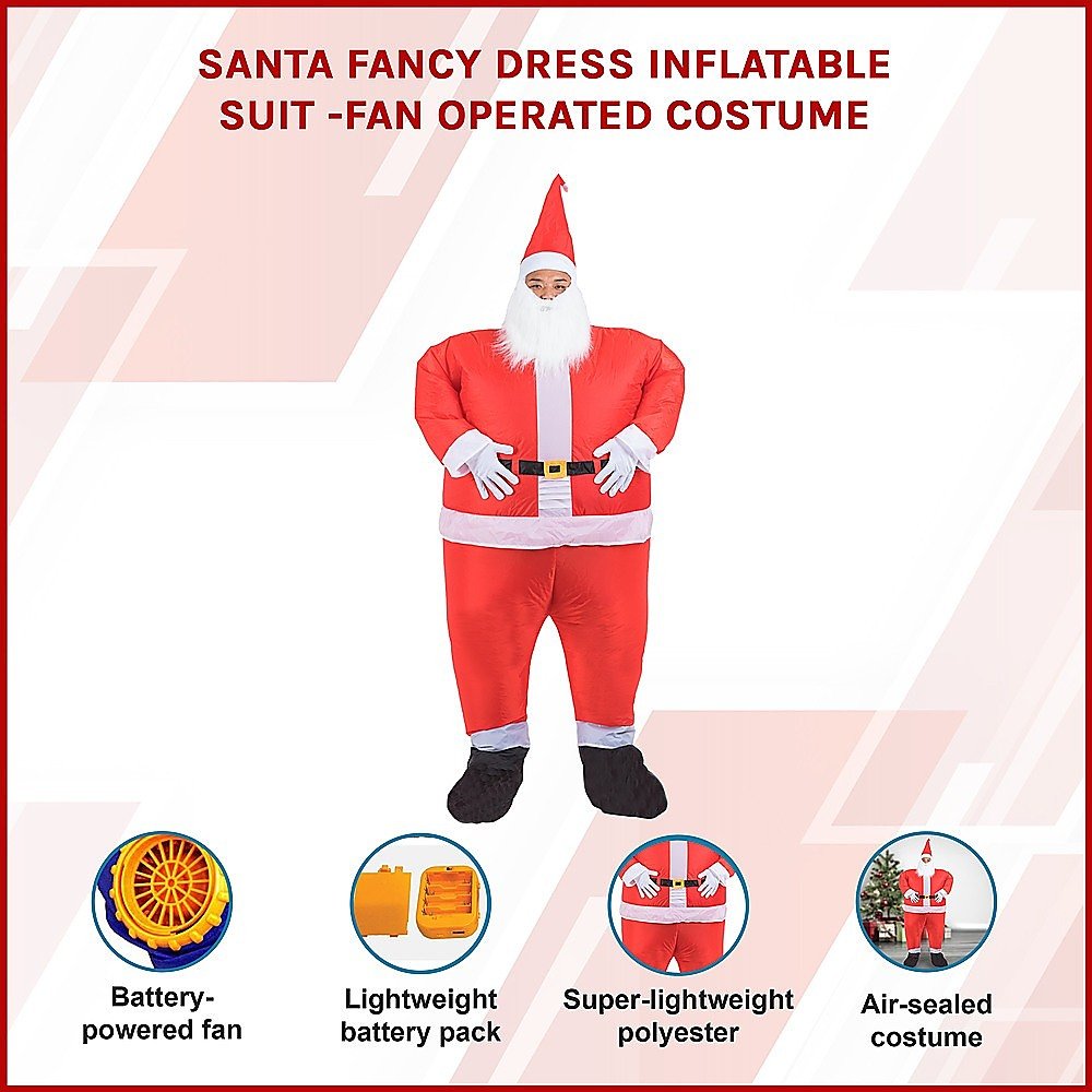 SANTA Fancy Dress Inflatable Suit - Fan Operated Costume