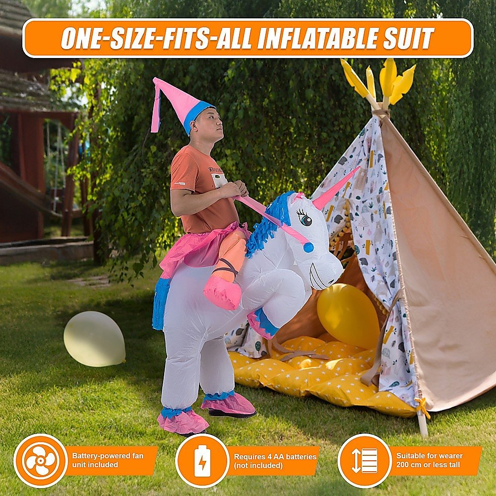 UNICORN Fancy Dress Inflatable Suit - Fan Operated Costume