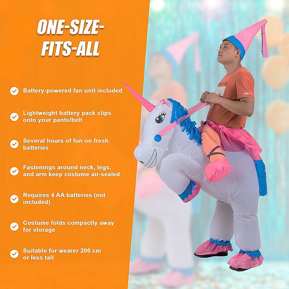 UNICORN Fancy Dress Inflatable Suit - Fan Operated Costume