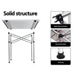 Weisshorn Folding Camping Table 70CM Roll Up Outdoor Picnic BBQ Aluminium Desk