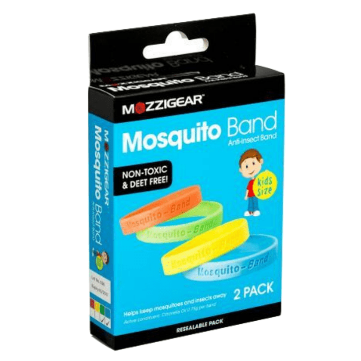 Mozzigear Mosquito Kids Wrist Band Repellent Camping Hiking Non - Toxic Childrens 2pk