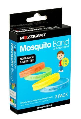 Mozzigear Mosquito Kids Wrist Band Repellent Camping Hiking Non - Toxic Childrens 2pk