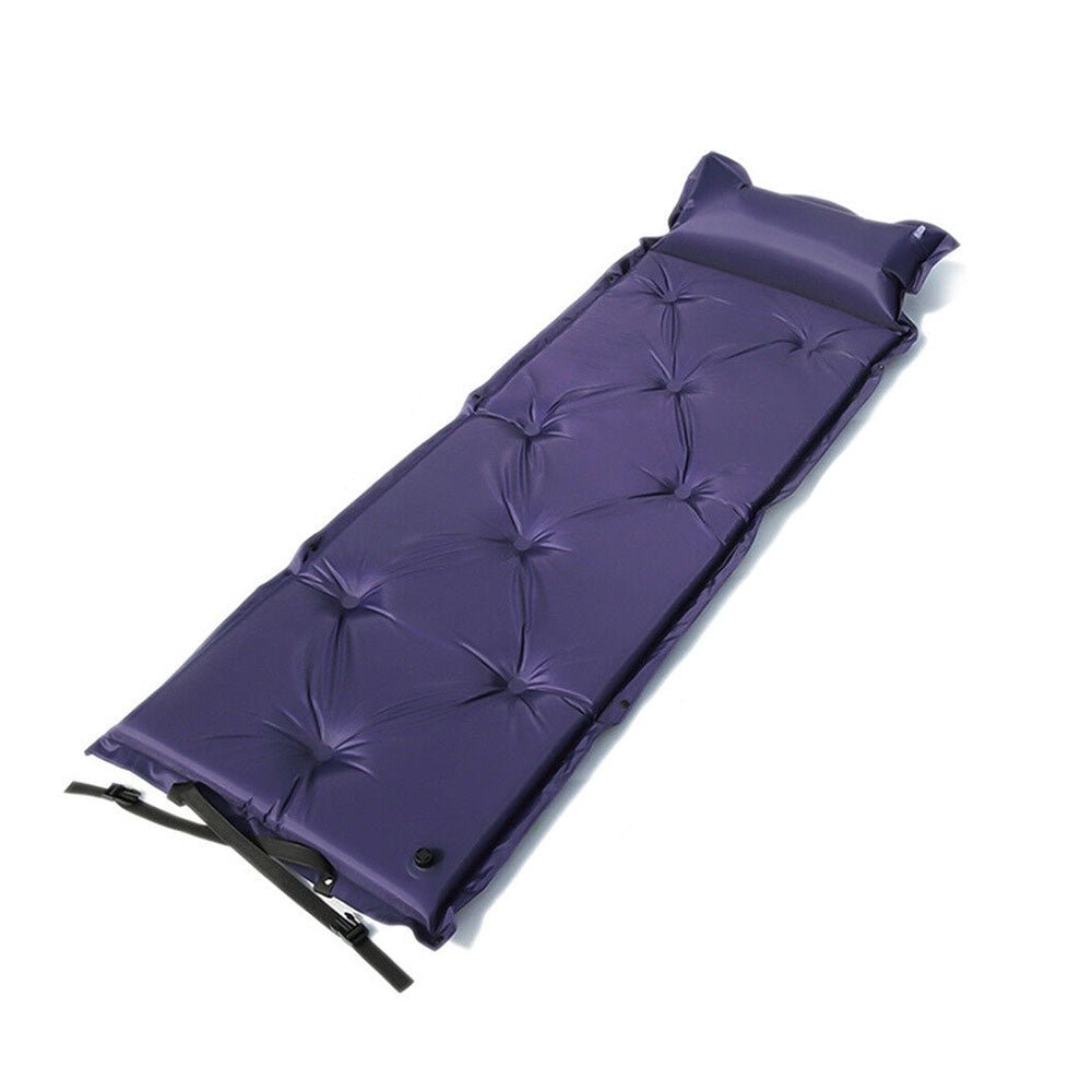 Self Inflating Mattress Camping Hiking Airbed Mat Sleeping with Pillow Bag Camp - navy