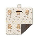 Waterproof Foldable Picnic Blanket with Bear Print - 200x200cm