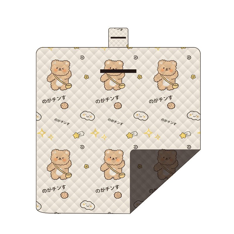Waterproof Foldable Picnic Blanket with Bear Print - 200x200cm