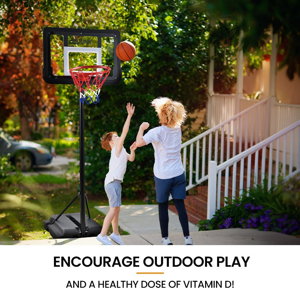 DR. DUNK Portable Kids Basketball Hoop Stand System, 1.15m to 1.60m Height Adjustable
