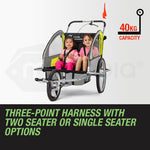 Tag-along Kids Bike Trailer Bicycle Pram Stroller Children Jogger Yellow
