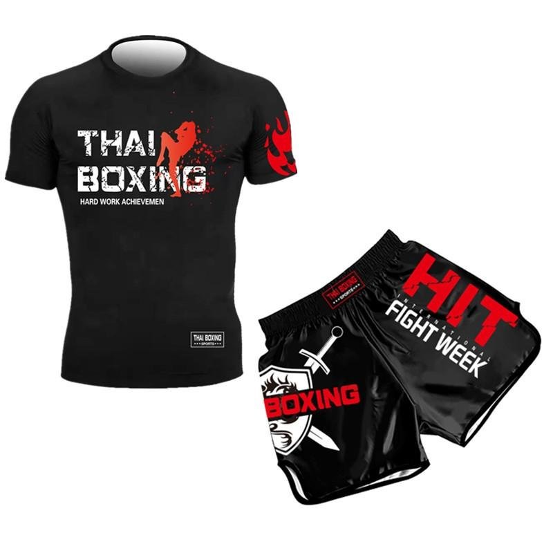 Kids Boxing Set - Sparring Shorts And Tights - Bright Green - Hit Red - Xl
