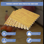 12 Tiles EVA Fitness Home Yoga Gym Interlocking Floor Puzzle Mat - Wood Colour