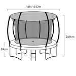 Kahuna 14ft Outdoor Trampoline Kids Children With Safety Enclosure Pad Mat Ladder Basketball Hoop Set - Rainbow