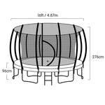Kahuna 16ft Outdoor Trampoline Kids Children With Safety Enclosure Pad Mat Ladder Basketball Hoop Set - Rainbow