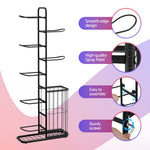 Everfit Ball Storage Rack Sports Equipment Organizer 7 - Tier with Basket for Garage Gym Black