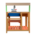 Childrens Outdoor Play Mud Kitchen Sand Pit with Display Shelf