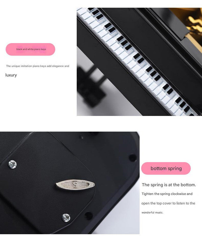Classical Grand Piano Music Box with Dancing Ballerina(Regular version - black)