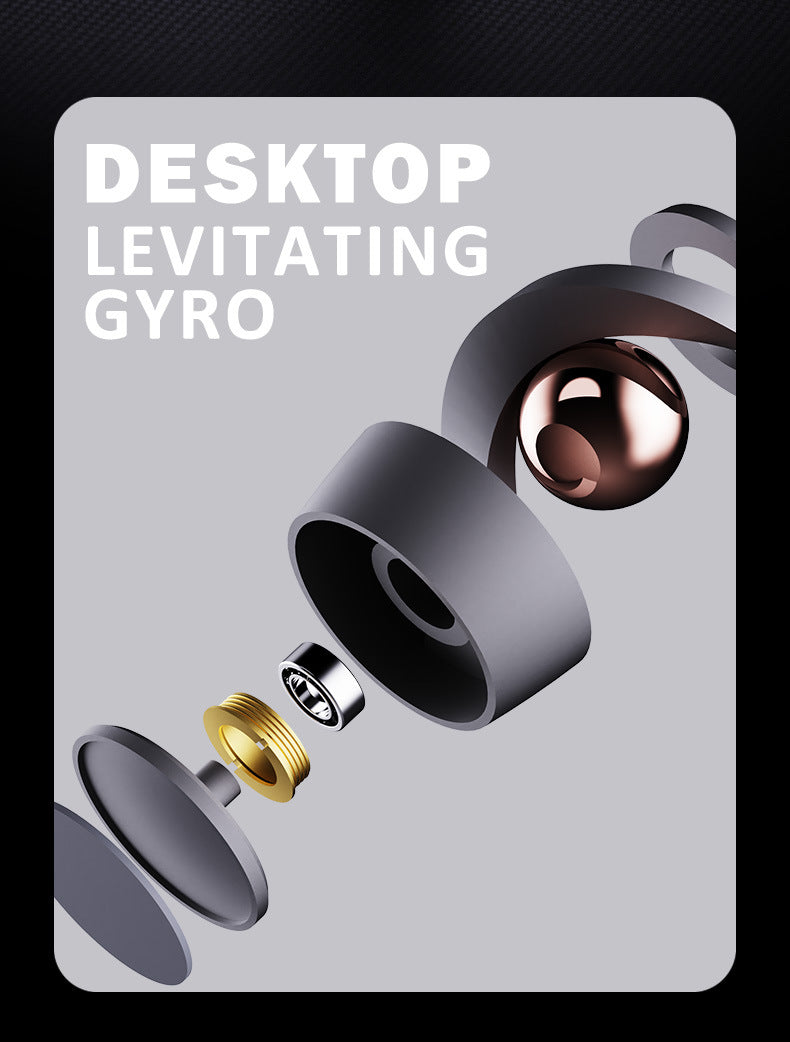 Desktop Levitating Gyro,Magnetic Floating Desk Toy for Stress Relief, Elegant Design-black