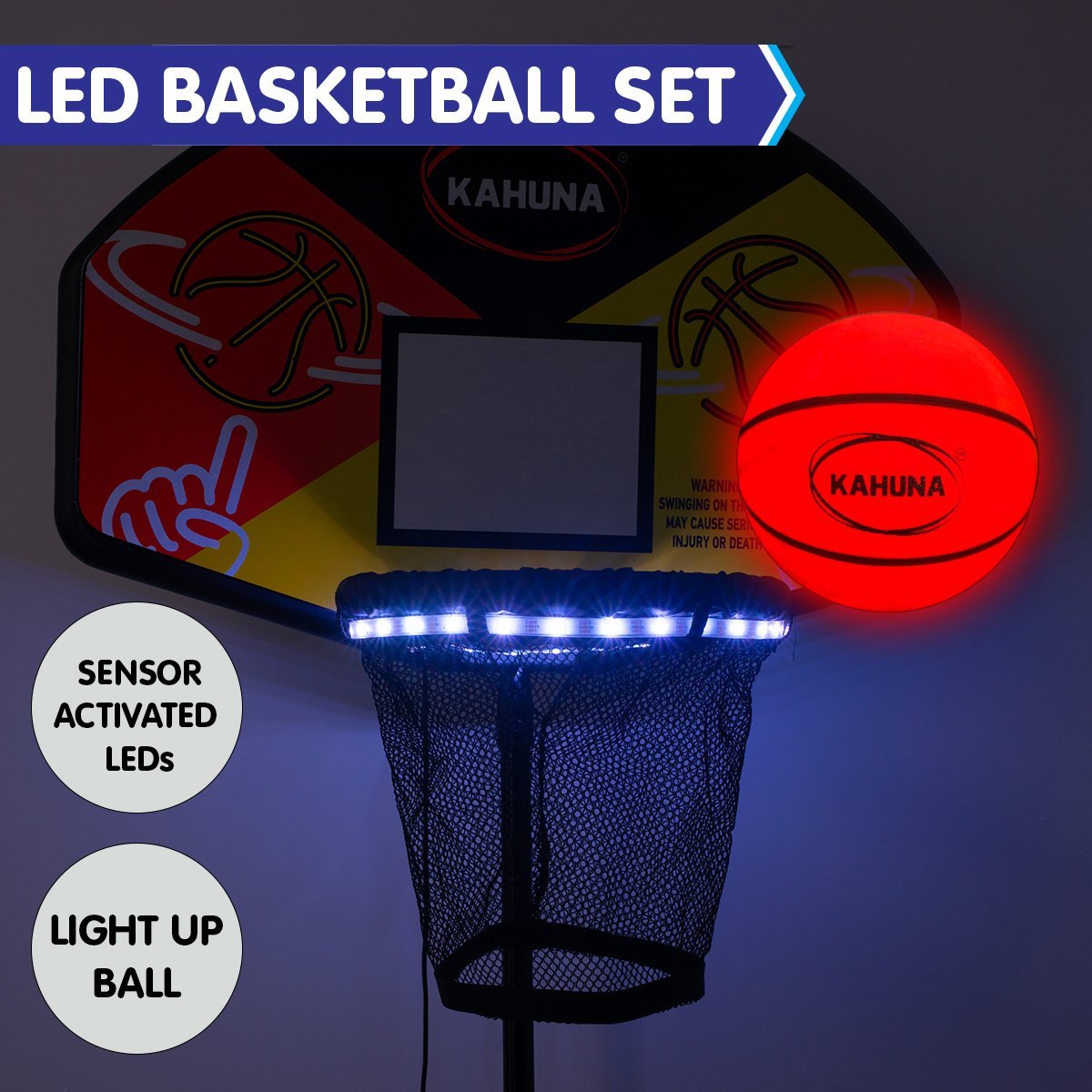 Kahuna Trampoline Led Basketball Hoop Set With Light - up Ball