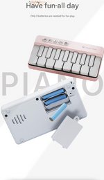 Mini Pocket Piano Electronic Keyboard - 18 Keys, Multiple Modes, LED Lights, Portable Musical Toy(white)