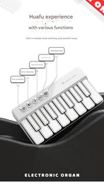 Mini Pocket Piano Electronic Keyboard - 19 Keys, Multiple Modes, LED Lights, Portable Musical Toy(pink)