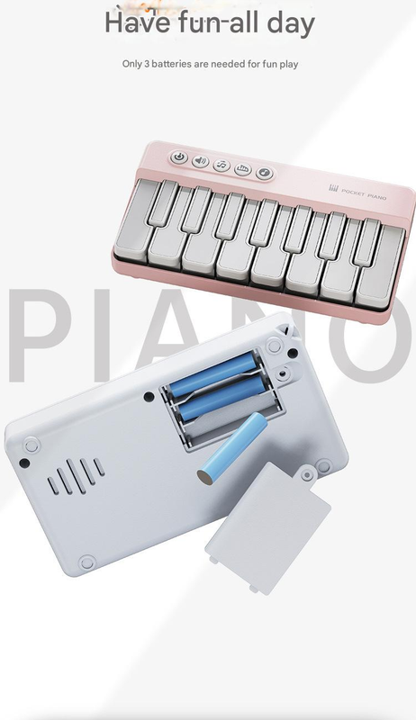 Mini Pocket Piano Electronic Keyboard - 20 Keys, Multiple Modes, LED Lights, Portable Musical Toy(blue)
