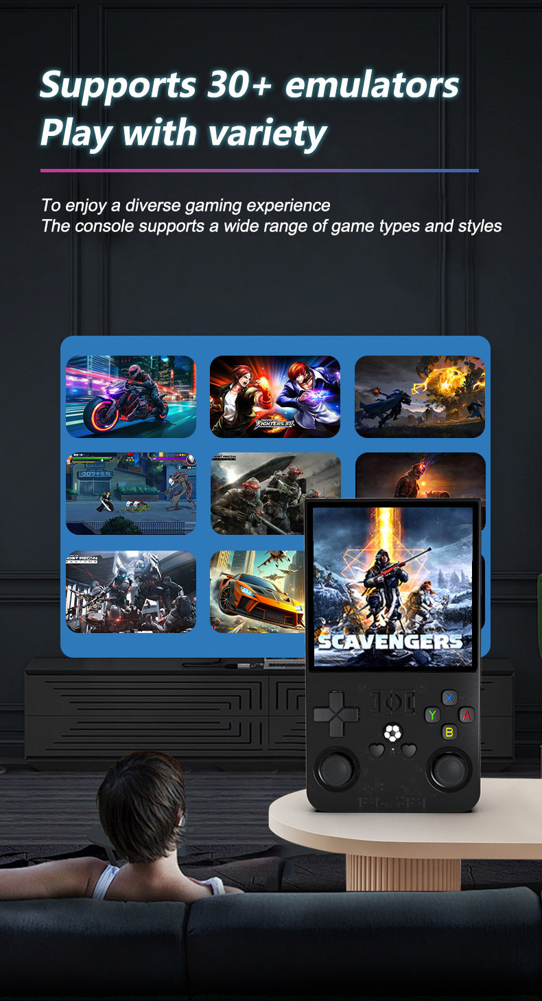 R36MAX Handheld Retro Game Console - 4.0 IPS Screen Open Source Linux 4000mAh Battery 30+ Emulators(blue)"