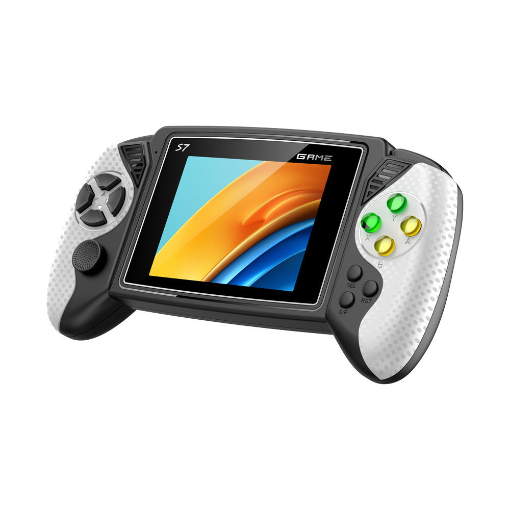 S7 Trendy Joystick Handheld Game Console - 620 Built-in Games, TV Output, Crystal Buttons & 2-Player Support(white)