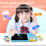 Pink (112 cards, pure English) Kids Interactive Early Education Toy: Combination Card Reader & LCD Drawing Board for Toddlers
