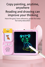 Pink (112 cards, pure English) Kids Interactive Early Education Toy: Combination Card Reader & LCD Drawing Board for Toddlers