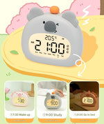 Cute Animal Digital Alarm Clock with Night Light, Temperature & Countdown Timer(Black and white panda)