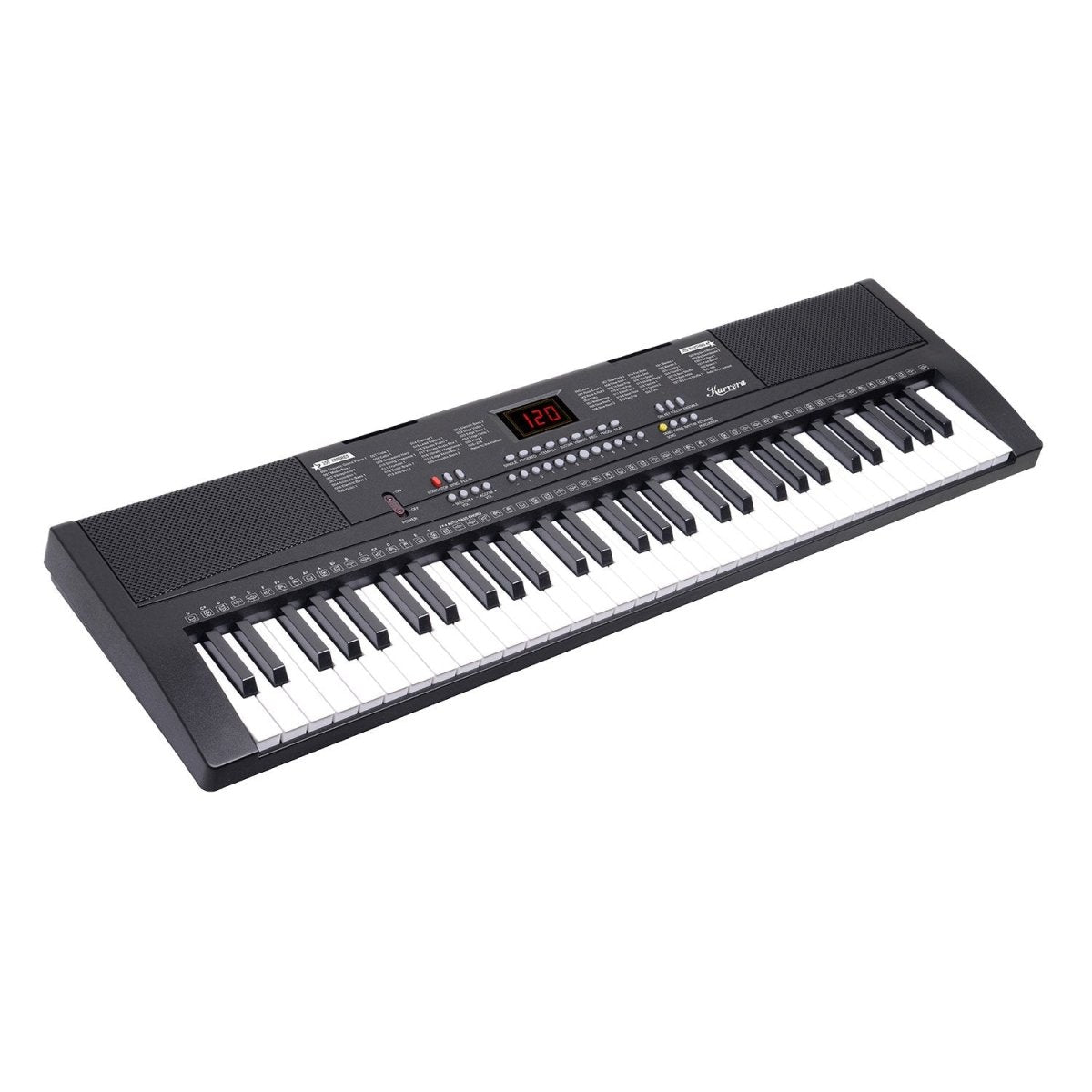 Karrera 61 - key Electronic Led Keyboard 75cm Portable Piano In Black With Microphone Input, Headphone Output, 255 Timbres & Rhythms