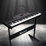 Karrera 61 - key Electronic Led Keyboard 75cm Portable Piano In Black With Microphone Input, Headphone Output, 255 Timbres & Rhythms