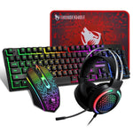 T - Wolf TF400 4 - pcs Rainbow Keyboard/Mouse/Headphone/Mouse Pad Kit Set