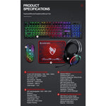 T - Wolf TF400 4 - pcs Rainbow Keyboard/Mouse/Headphone/Mouse Pad Kit Set