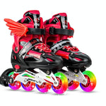 Adjustable Kids Roller Skates Set - Single Flash Wheels - Size s - Blue