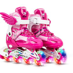 Adjustable Kids Roller Skates Set - Single Flash Wheels - Size s - Gold