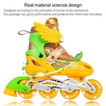 Adjustable Kids Roller Skates Set - Single Flash Wheels - Size s - Pink