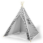 ToyChest au grey chevron kids teepee tent Australia with wooden poles indoor play hideout for children