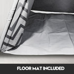 kids teepee tent Australia interior view with included floor mat and grey chevron fabric