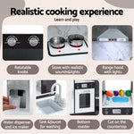 Keezi Kids Kitchen Play Set Wooden Pretend Cooking Playset w/Sounds Lights Black