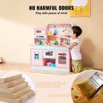 ToyChest au kids kitchen playset Australia wooden pastel pink and blue pretend play kitchen with accessories