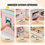 ToyChest au wooden pink and blue kids kitchen playset Australia with microwave oven sink stove and ice maker