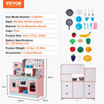 ToyChest au pink wooden kids kitchen playset Australia with stove sink utensils play food and storage cabinets